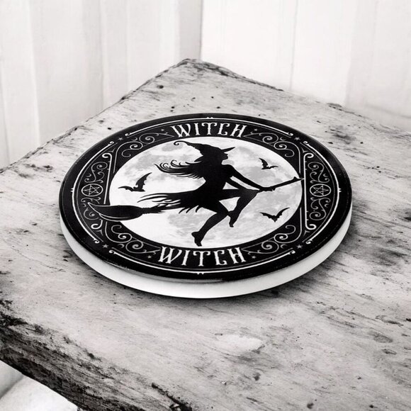 Alchemy ✦ Witch & Warlock Mug Set ✦ Black Fine Bone China w/ Matching Coasters - Picture 4 of 10